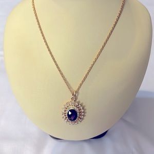 New Rhinestone CZ Stimulated Purple Crystal Pendant Necklace